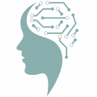 person's head with data points symbolizing the brain